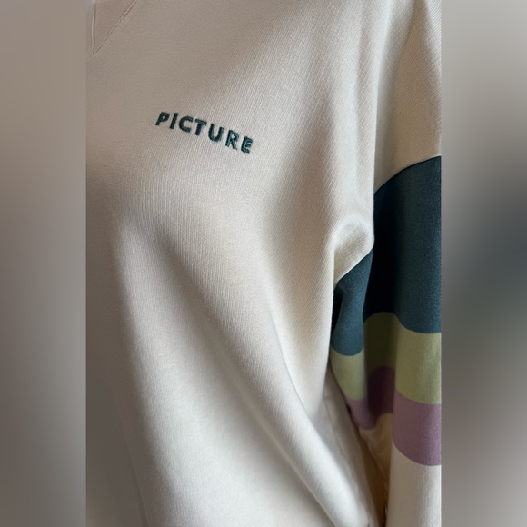 Picture - Woman’s Cream Crewneck Sweater with Colorful Stripes - Picture 6 of 11